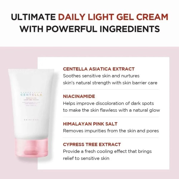 skin1004 madagascar centella poremizing light gel cream 2.53 fl.oz (75ml) Centella daily light gel cream tube display
