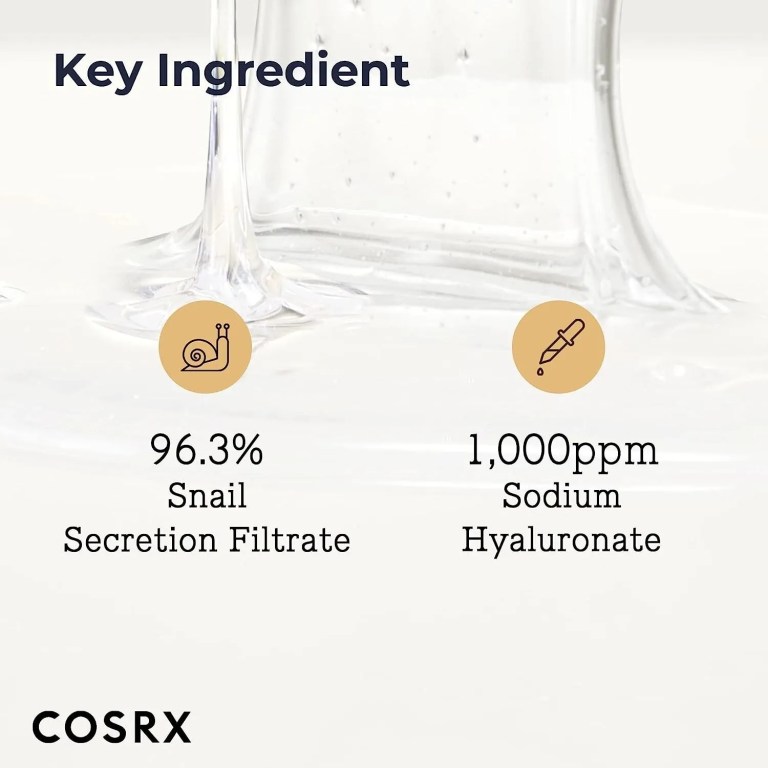 Snail mucin and hyaluronate skincare ingredients graphic