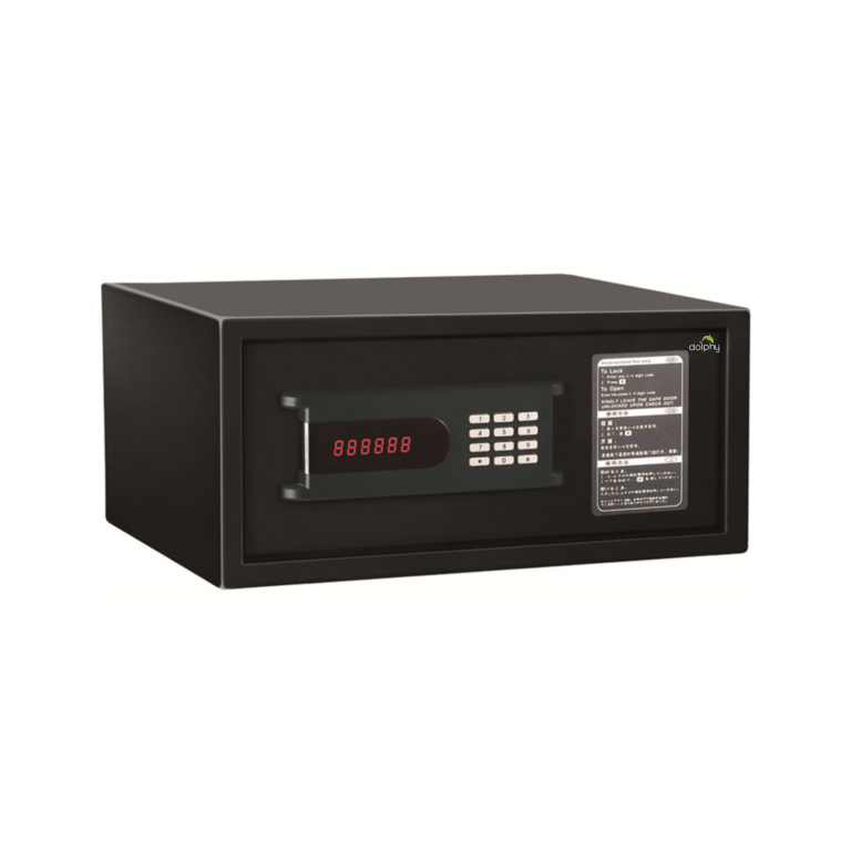 Black electronic safe with digital keypad lock