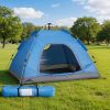 xfel tent 210d bu 00.jpg Blue camping tent set up in grassy park