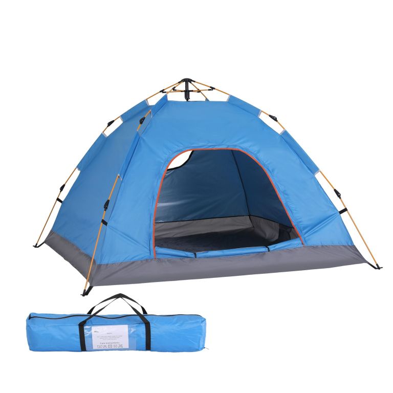 Blue dome camping tent with carry bag