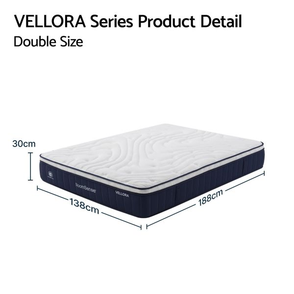 VELLORA double mattress with dimensions displayed