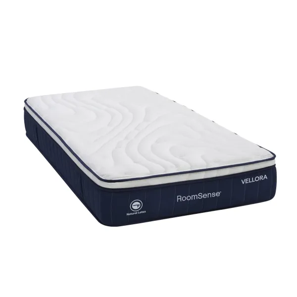 White quilted mattress with navy base