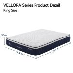VELLORA king size mattress with dimensions displayed