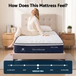 Woman relaxing on medium firm mattress in bedroom