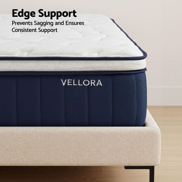 Mattress with reinforced edge support on bed base