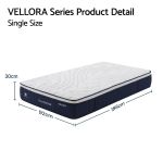 VELLORA single mattress with dimensions shown