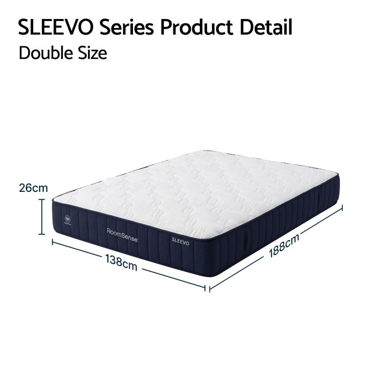 SLEEVO double mattress with dimensions displayed