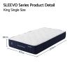 roomsense king single mattress, 26cm orthopedic firm mattress for back pain relief, pocket spring hybrid mattress king single size for home & rental SLEEVO king single mattress with dimensions shown