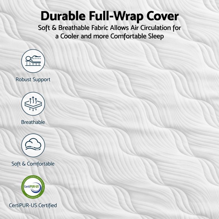 roomsense king single mattress, 26cm orthopedic firm mattress for back pain relief, pocket spring hybrid mattress king single size for home & rental Durable breathable mattress cover with full-wrap design