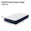 Single size SLEEVO mattress with dimensions displayed