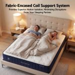 roomsense single mattress, 26cm orthopedic firm mattress for back pain relief, pocket spring hybrid mattress king size for home & rental Couple sleeping on motion-isolating mattress