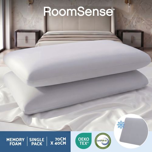RoomSense memory foam pillow on modern bed