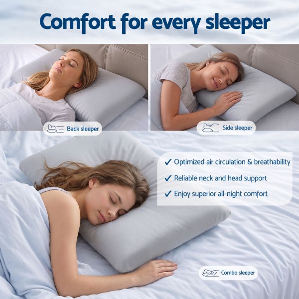 Woman sleeping comfortably on supportive pillow