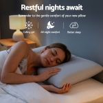 roomsense cooling memory foam pillows for sleeping, anti clumping solid core bed pillows for hot sleepers, supportive side sleeper pillow, washable cover queen size 1 pack, 70x40x10cm Woman sleeping peacefully on cooling gel pillow