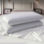 roomsense cooling memory foam pillows for sleeping, anti clumping solid core bed pillows for hot sleepers, supportive side sleeper pillow, washable cover queen size 1 pack, 70x40x10cm Modern bedroom with large white mattress topper