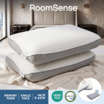 RoomSense memory foam pillows on luxury bed
