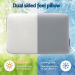 Dual sided pillow with soft and cooling surfaces