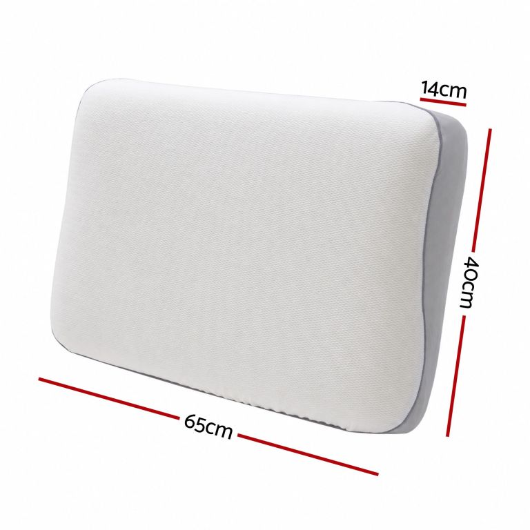 White textured cushion with dimensions labelled