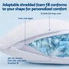 roomsense cooling memory foam pillow pillows 1 pack, anti flattening bed pillows for hot sleepers, adjustable shredded gel side sleeper pillow for neck support, washable cover, 72x50x15cm Shredded memory foam pillow with zip cover