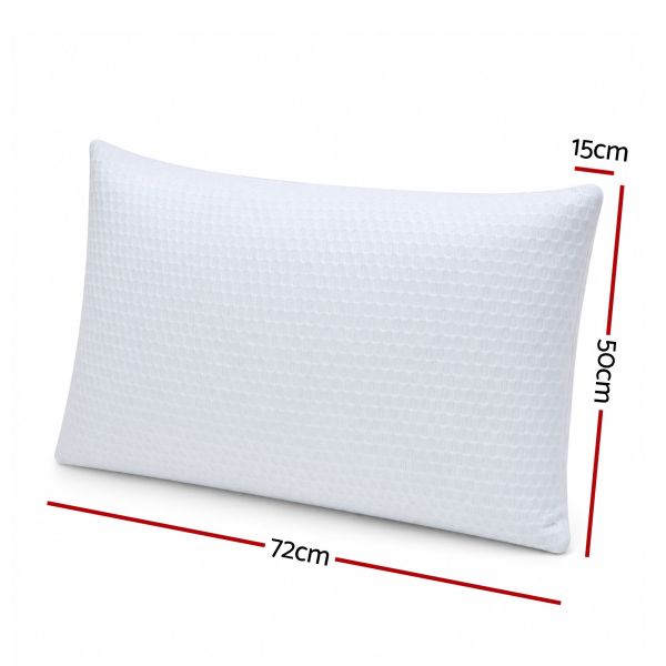 roomsense cooling memory foam pillow pillows 1 pack, anti flattening bed pillows for hot sleepers, adjustable shredded gel side sleeper pillow for neck support, washable cover, 72x50x15cm White pillow with dimensions labelled 72x50x15cm