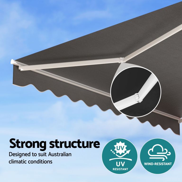instahut retractable folding arm awning motorised sunshade 3.5m x 3m grey instahut retractable folding arm awning motorised sunshade 3.5m x 3m grey