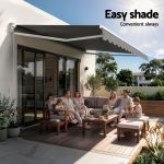 instahut retractable folding arm awning motorised sunshade 3.5m x 3m grey instahut retractable folding arm awning motorised sunshade 3.5m x 3m grey