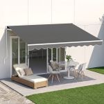 instahut retractable folding arm awning motorised sunshade 3.5m x 3m grey instahut retractable folding arm awning motorised sunshade 3.5m x 3m grey