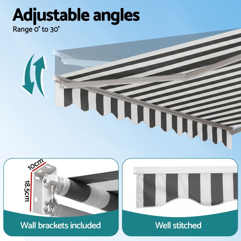 instahut retractable folding arm awning motorised sunshade 4.5mx3m grey white instahut retractable folding arm awning motorised sunshade 4.5mx3m grey white