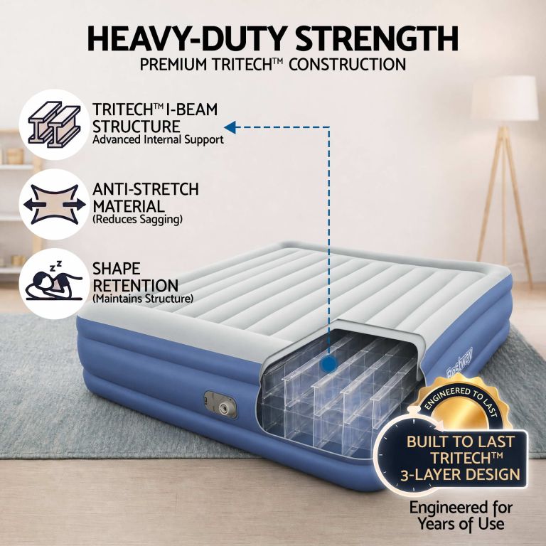 bestway air mattress king inflatable bed 56cm airbed blue