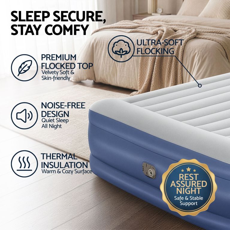 bestway air mattress king inflatable bed 56cm airbed blue