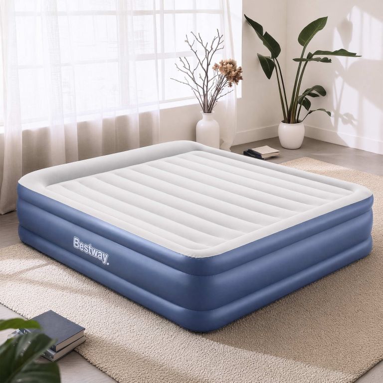 bestway air mattress king inflatable bed 56cm airbed blue