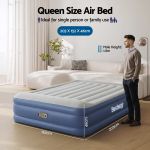 bestway air mattress queen inflatable bed 46cm airbed blue