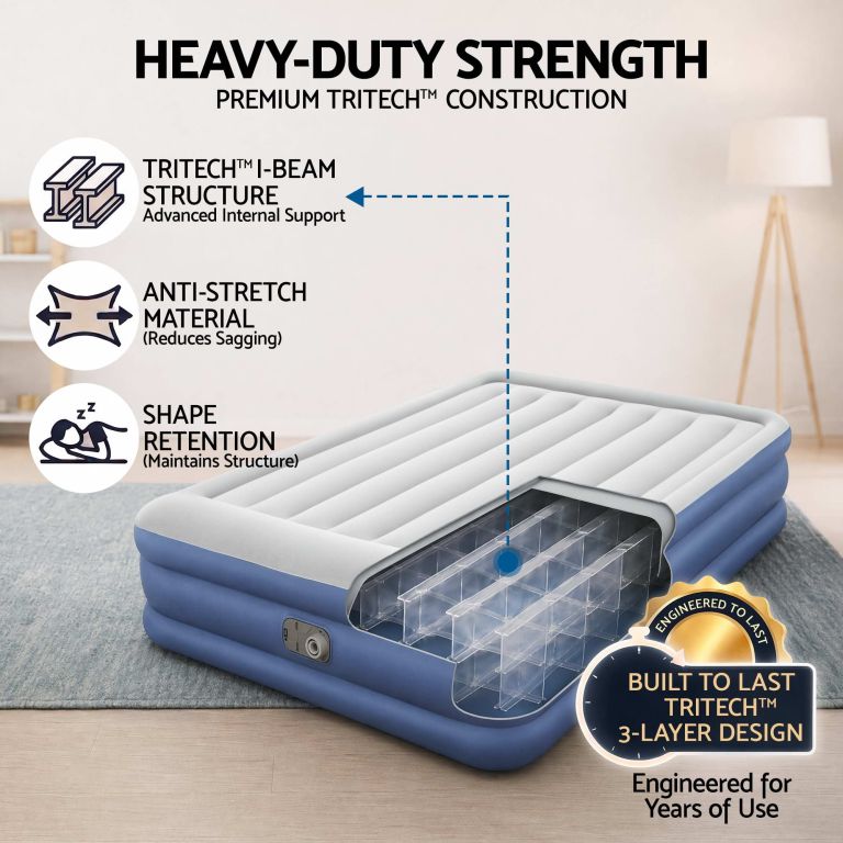 bestway air mattress queen inflatable bed 46cm airbed blue