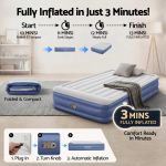 bestway air mattress queen inflatable bed 46cm airbed blue