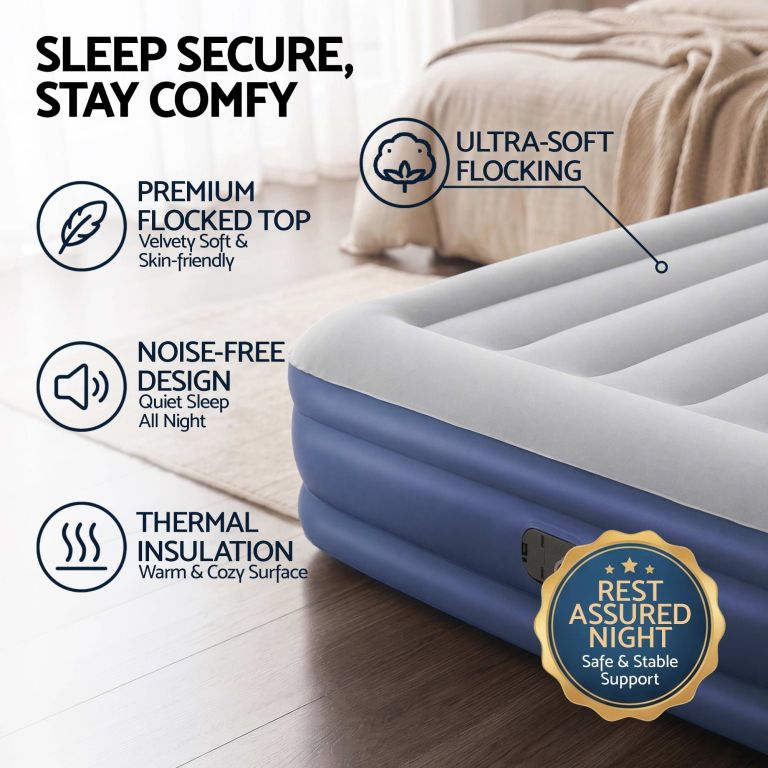 bestway air mattress queen inflatable bed 46cm airbed blue