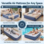 bestway air mattress queen inflatable bed 46cm airbed blue
