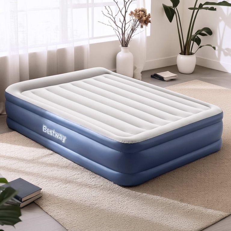 bestway air mattress queen inflatable bed 46cm airbed blue