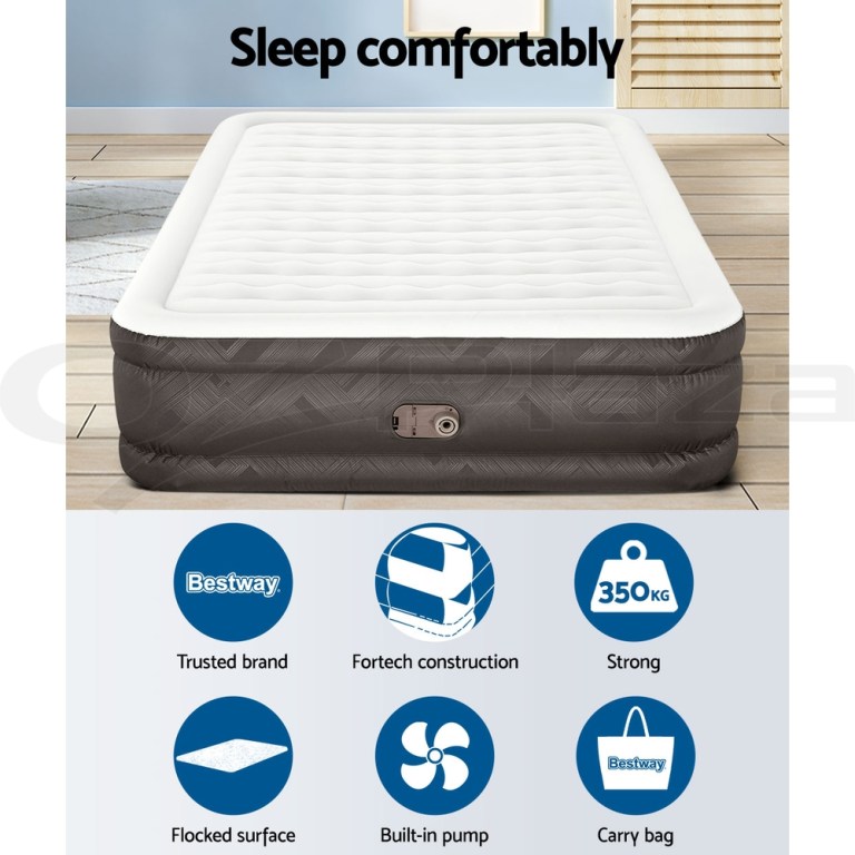 bestway air mattress queen inflatable bed 46cm airbed grey bestway air mattress queen inflatable bed 46cm airbed grey