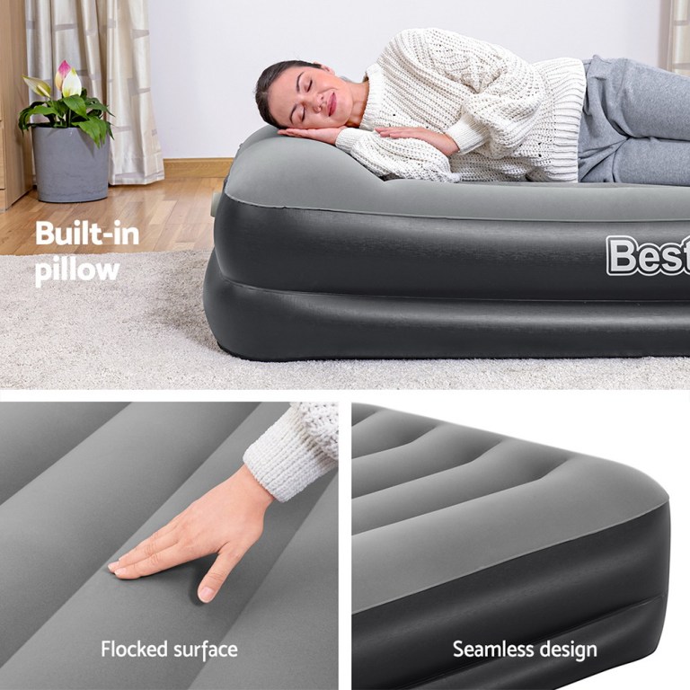 bestway air mattress single inflatable bed 46cm airbed black
