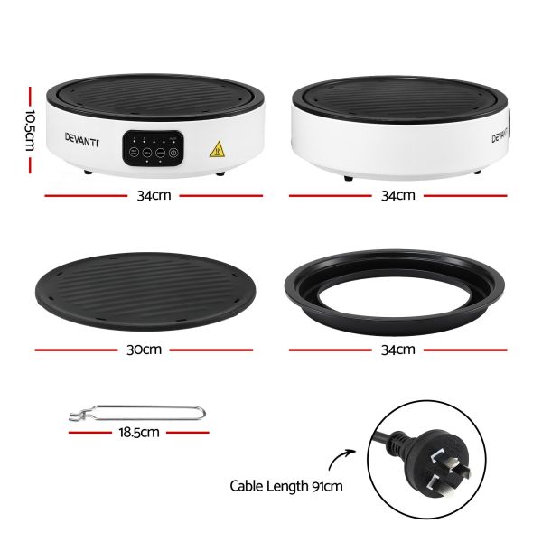 devanti ceramic cooktop electric hot plate countertop grill cooker white