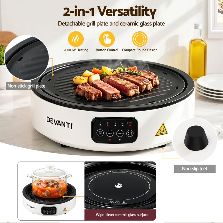 devanti ceramic cooktop electric hot plate countertop grill cooker white devanti ceramic cooktop electric hot plate countertop grill cooker white