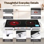devanti portable ceramic cooktop dual burner electric hot plate 2800w black devanti portable ceramic cooktop dual burner electric hot plate 2800w black