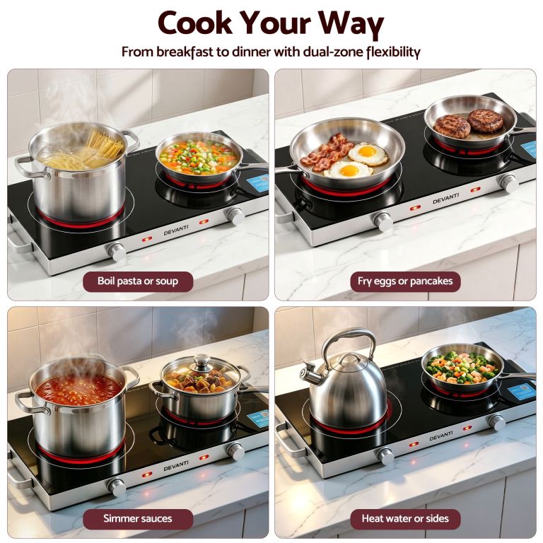 devanti portable ceramic cooktop dual burner electric hot plate 2800w black devanti portable ceramic cooktop dual burner electric hot plate 2800w black