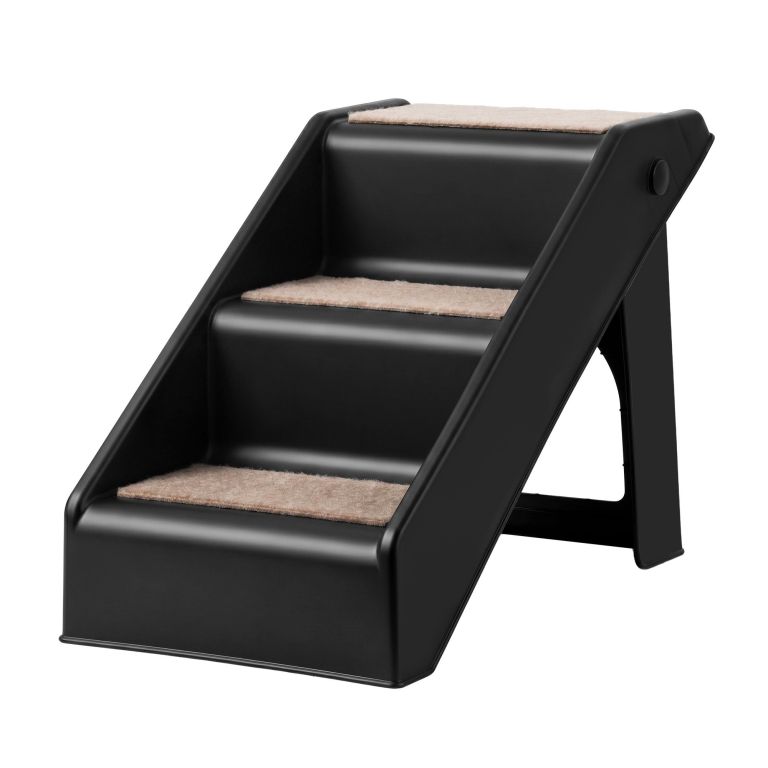 i.pet dog ramp 3 steps pet stairs for bed sofa car foldable portable ladder black