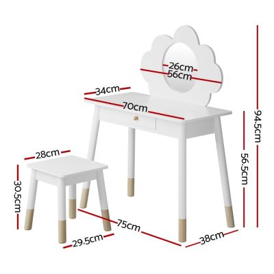 keezi kids dressing table chair set vanity makeup wooden leg mirror drawer keezi kids dressing table chair set vanity makeup wooden leg mirror drawer
