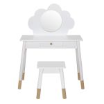 keezi kids dressing table chair set vanity makeup wooden leg mirror drawer