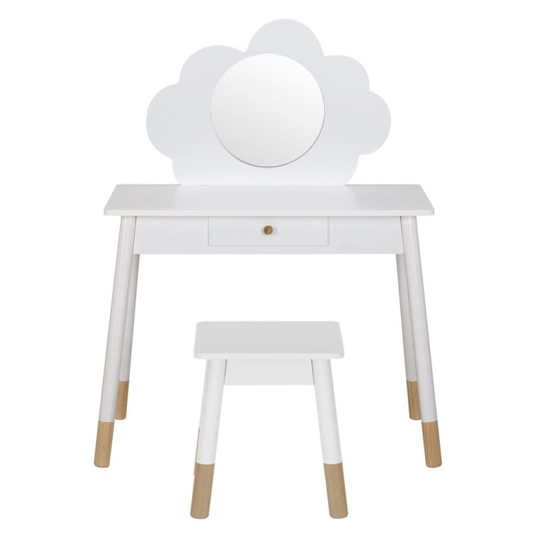 keezi kids dressing table chair set vanity makeup wooden leg mirror drawer