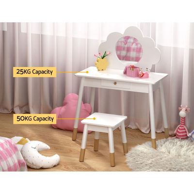 keezi kids dressing table chair set vanity makeup wooden leg mirror drawer keezi kids dressing table chair set vanity makeup wooden leg mirror drawer