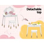 keezi kids dressing table chair set vanity makeup wooden leg mirror drawer